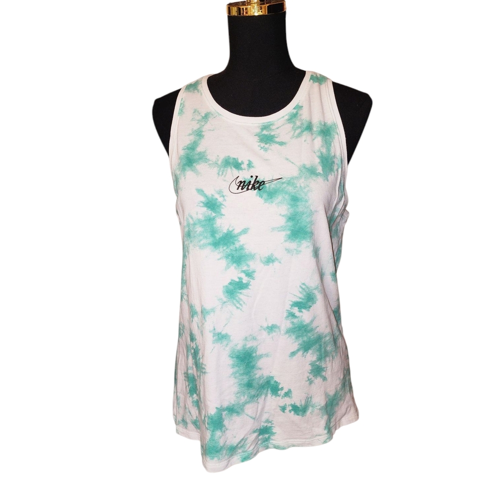 Nike Green and White Tank Top